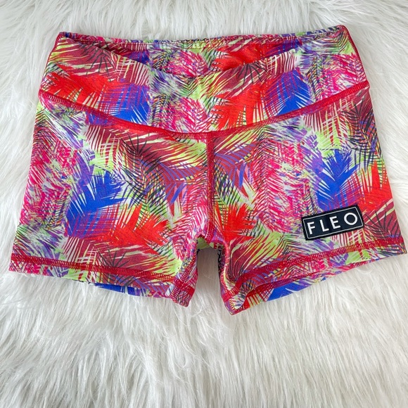 Fleo Pants - FLEO Tropical Palm Leaf Print Athletic Crossfit Booty Shorts